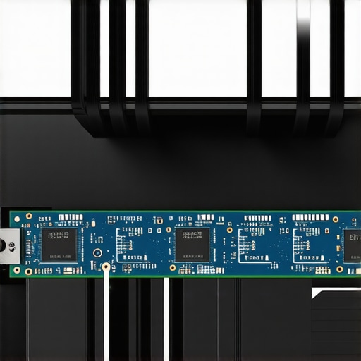Optimized SSD in a High-End Workstation Close-up of NVMe SSD with cooling heatsink in a professional workstation