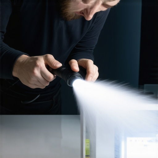 Person cleaning a workstation with compressed air to maintain optimal performance