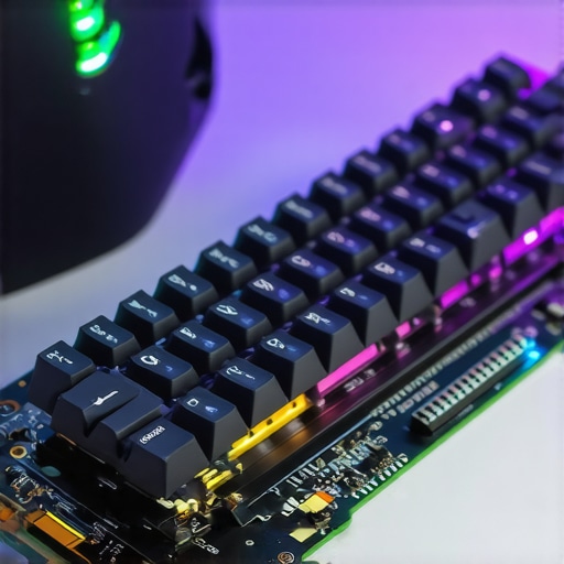 High-performance SSD with heatsink beside a mechanical keyboard with RGB lighting in a modern workspace