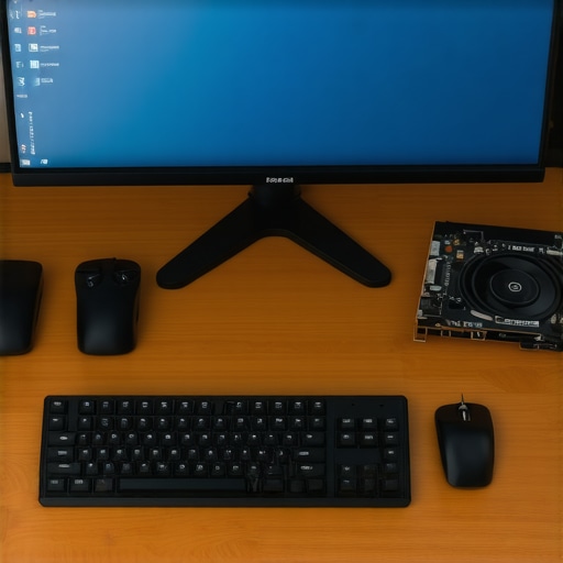 A modern, high-performance workstation setup featuring an SSD, mechanical keyboard, cooling solutions, and a professional monitor.