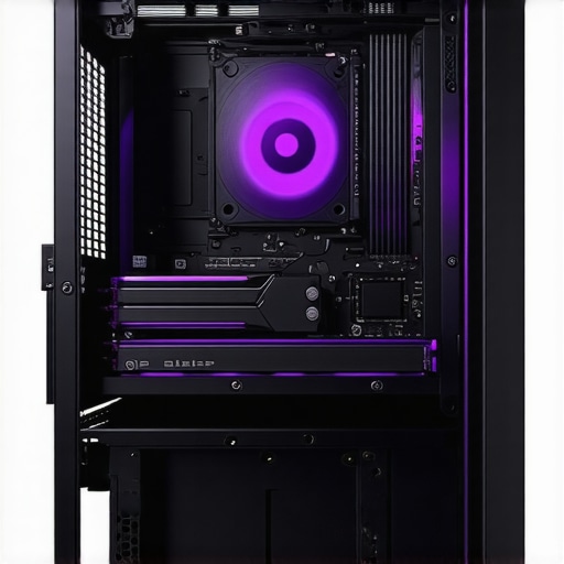 A sleek workstation PC showing liquid cooling and NVMe SSDs inside a premium case