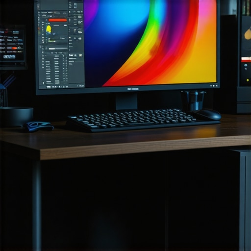 A professional-grade monitor showing vibrant, accurate colors in a creative studio setting.