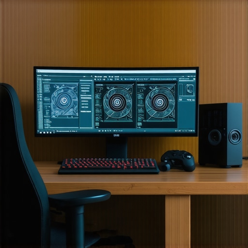 Futuristic workstation with cooling and monitoring equipment