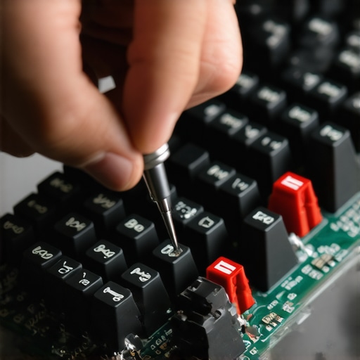 Person installing carbon switches into a mechanical keyboard