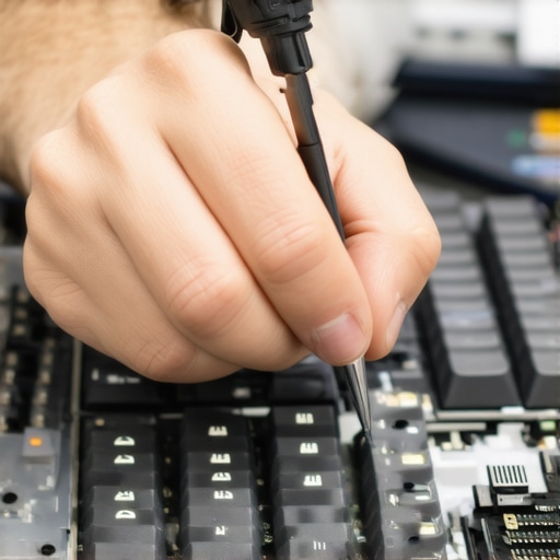 Technician cleaning and inspecting a high-performance workstation with advanced cooling and storage components