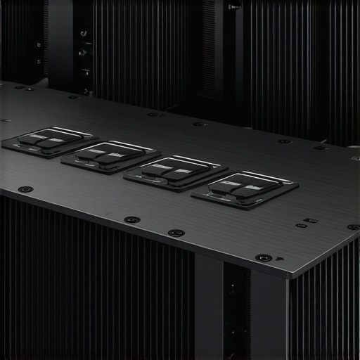 A detailed view of a workstation cooling setup featuring graphene heatsinks and thermal sensors ensuring optimal temperature management.