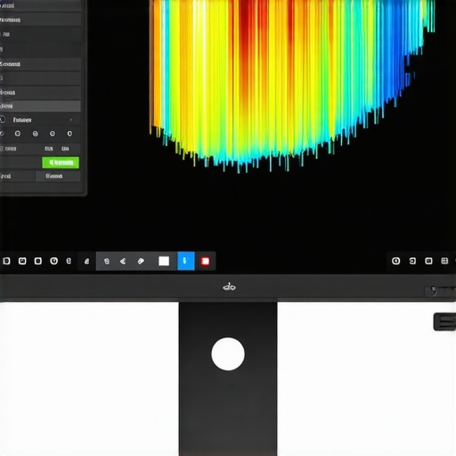 Person adjusting settings on a high-resolution professional monitor to reduce color ghosting effects
