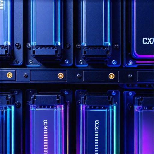 A detailed image of modern CXL SSD modules installed in a workstation highlighting their sleek design and connectivity.