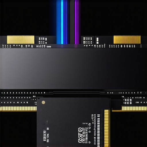 Close-up of an NVMe SSD with heatsinks operating in a professional workstation