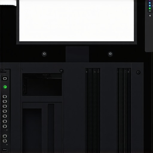 A neatly organized workstation PC inside a professional setup, emphasizing cooling and maintenance tools