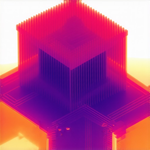 Thermal image highlighting hotspots in a PC case with cooling system