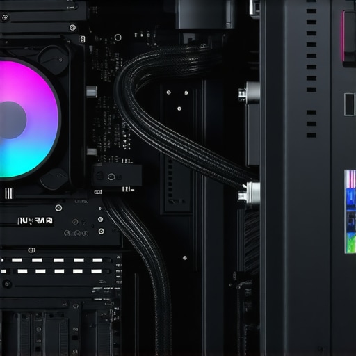 A well-ventilated PC case with multiple fans and cooling components ensuring cool temperatures during heavy rendering.
