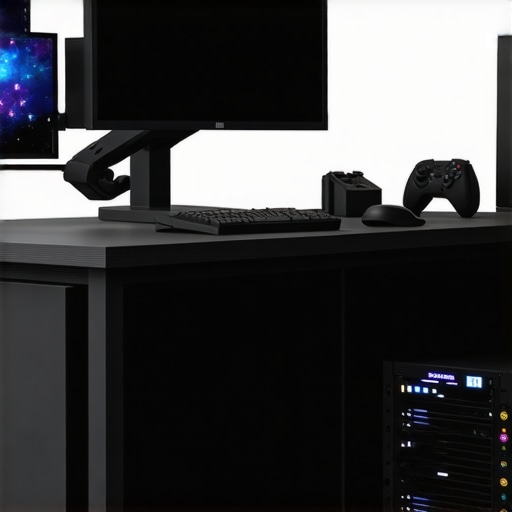 A modern professional workstation highlighting cooling, monitor, keyboard, and SSD storage