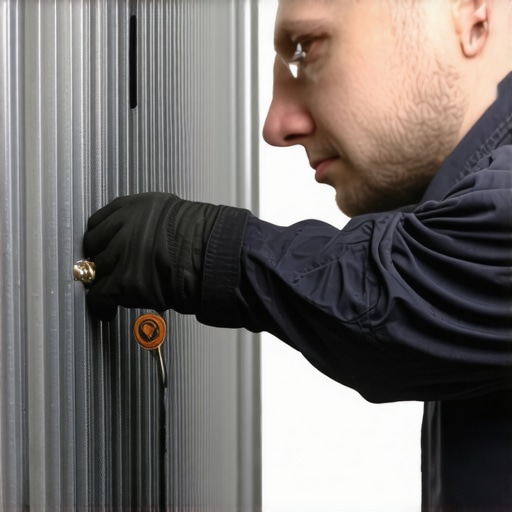 Close-up of technician tightening screws evenly on PC radiator
