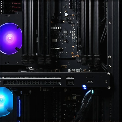 Close-up of a workstation with a supported heavy GPU and cooling setup