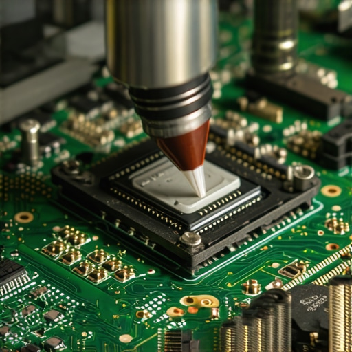 Person applying thermal paste to a CPU with a precision applicator.