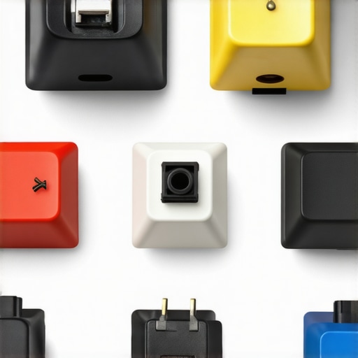 Close-up image showcasing different types of mechanical keyboard switches with varied tactile profiles.