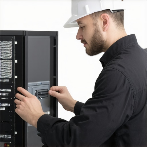 Engineer using thermal sensors and software to monitor workstation health