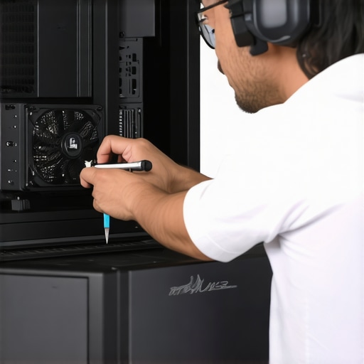 Person measuring inside a PC case to ensure a CPU cooler fits properly
