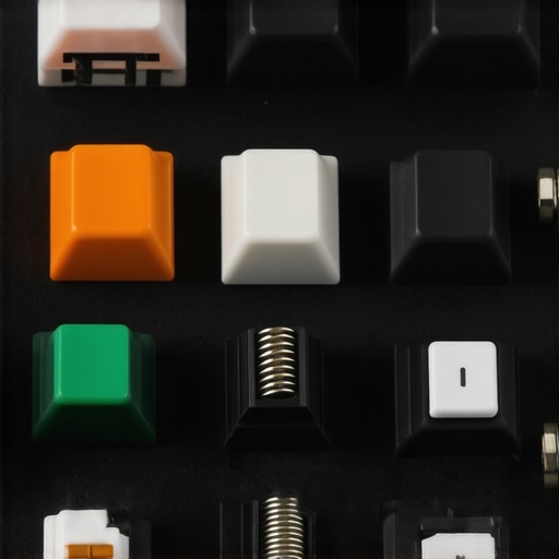 Mechanical Keyboard Switch Comparison A keyboard showcasing various switches with different spring weights for ergonomic testing.