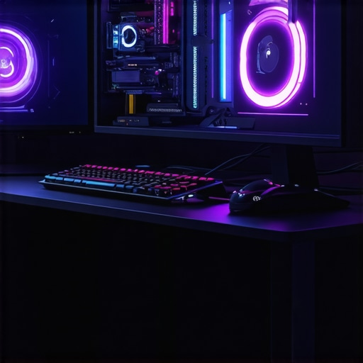 Modern workstation setup with advanced components A sleek workstation with liquid cooling, multiple SSDs, and professional monitors.