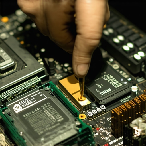 Optimal Thermal Paste Application for Long-Term Cooling Technician carefully applying thermal paste with a precision tool to CPU for effective cooling