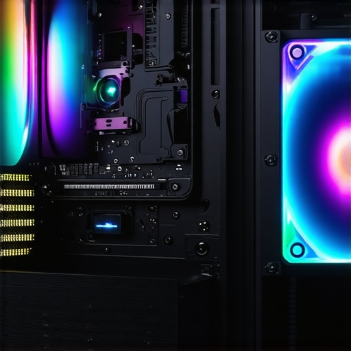A sleek, well-organized PC case showing airflow arrangement with cooling fans and room environment