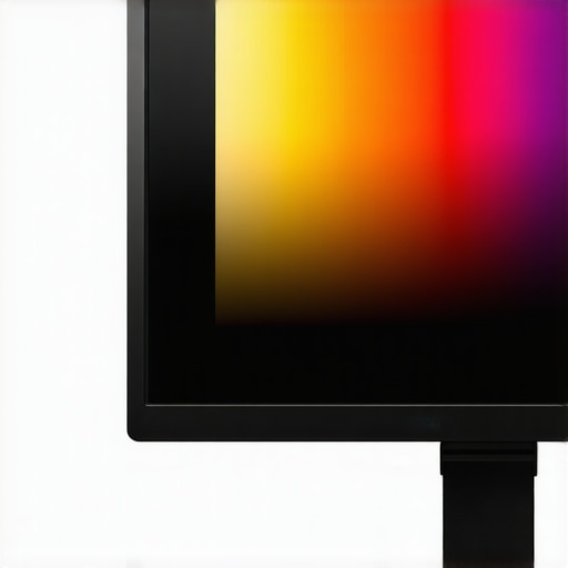 A professional computer monitor displaying a color calibration screen, highlighting color accuracy