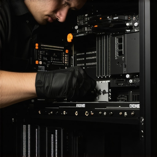 Professional PC Maintenance in Action Technician cleaning dust from a gaming PC with tools