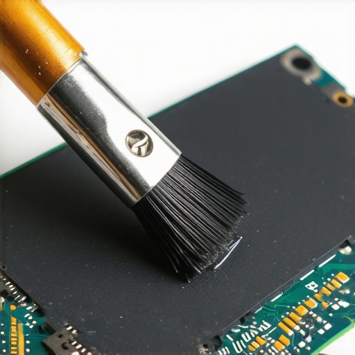 SSD Maintenance and Thermal Management Person cleaning SSD with a brush to ensure optimal performance and temperature control.