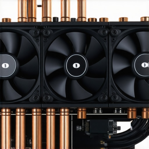 Sophisticated PC cooling setup for high-performance builds High-tech PC cooling system with heat pipes and fans