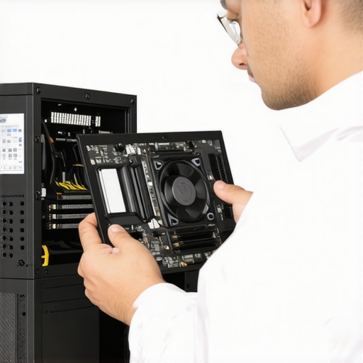 System Maintenance Dashboard Technician checking SSD and cooling system with monitoring tools