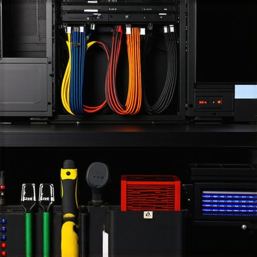 Organized and clean workstation with cooling systems and maintenance tools.