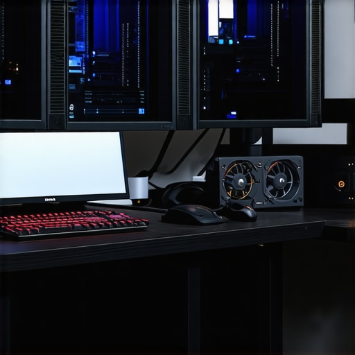 Workstation Cooling and Maintenance Tools A high-end workstation PC with monitoring hardware and organized airflow pathways