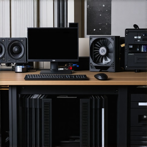 Person using monitoring software and cleaning dust from a high-end workstation for optimal performance.