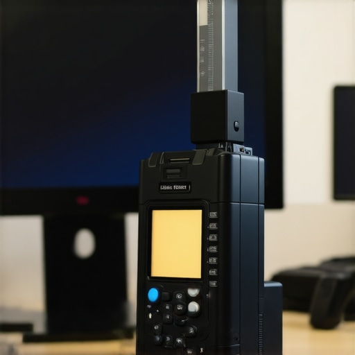 Professional color calibration device measuring a monitor for accurate color settings.