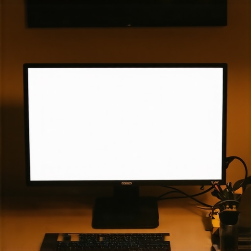 Monitor with a DIY hood improving visibility and reducing glare in bright office environment