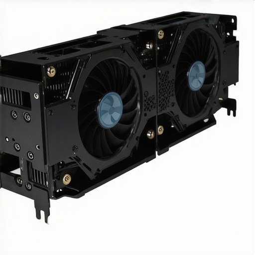 Close-up of DIY support bracket holding a gaming graphics card level inside a PC case