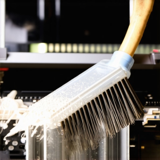 Dust removal from heatsink with compressed air Person cleaning dust off a CPU heatsink with compressed air and a brush