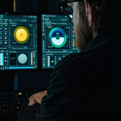 Hardware Monitoring in Action Technician monitoring PC hardware temperatures and health status on a professional workstation screen