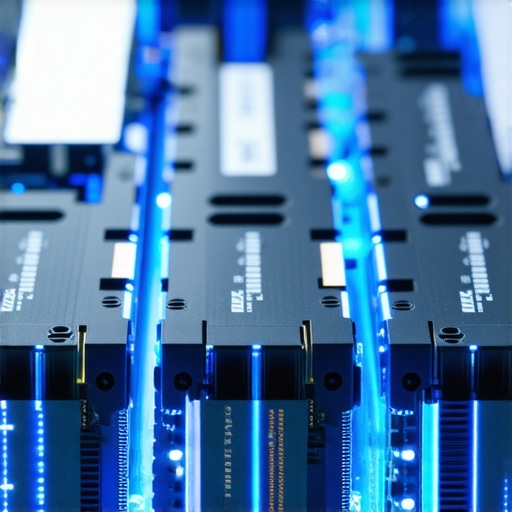 High-performance NVMe SSDs with Capacity Labels Close-up of NVMe SSDs showing different capacities and controllers under blue lighting
