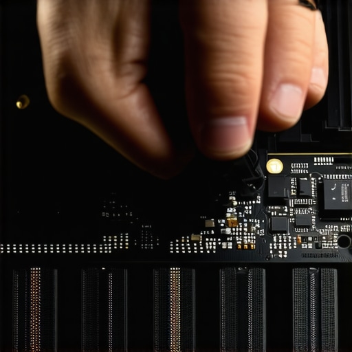 Technician inserting RAM modules into motherboard slots