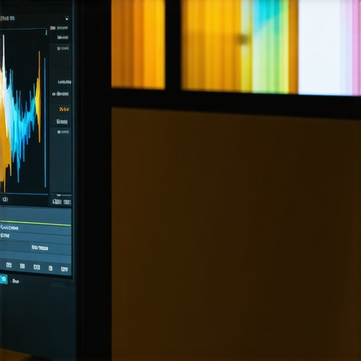 Monitor Calibration in Progress Professional monitor being calibrated with software for color accuracy