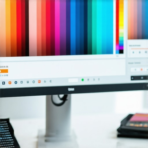 A professional monitor showing smooth color gradients during calibration process.