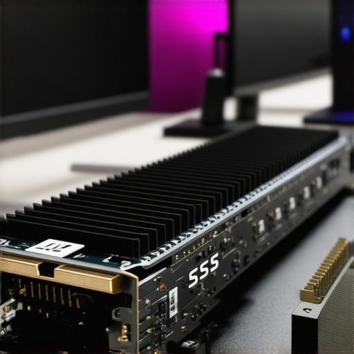 Close-up of NVMe SSD with heatsink installed in a high-end workstation