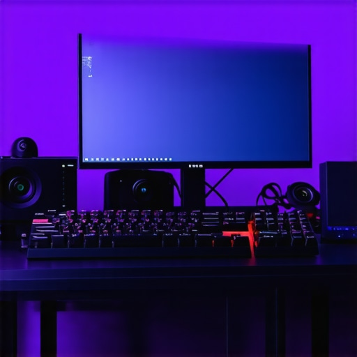 A clean, well-organized workstation with a calibrated monitor, SSDs, and mechanical keyboard.