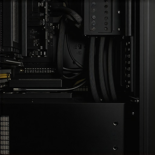 Inside view of a workstation with strategically placed fans and cable management for optimal airflow.