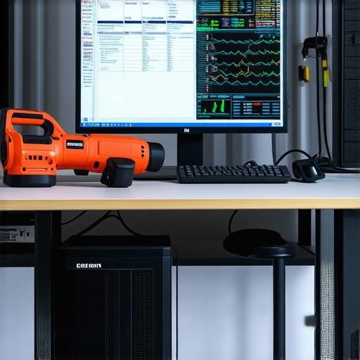 Premium Workstation Maintenance Tools Technician performing maintenance on a high-end workstation with monitoring and cleaning tools.
