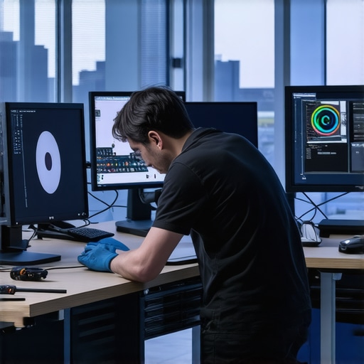 Proper Maintenance of Workstation PC Technician using a brush to clean dust from a workstation's internal components.