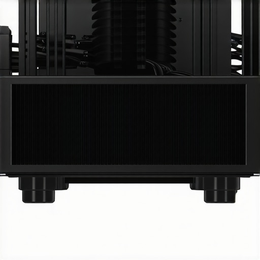 Close-up image of a PC with a side-mounted radiator showing brackets and fans